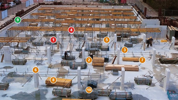 Precast concrete frame construction